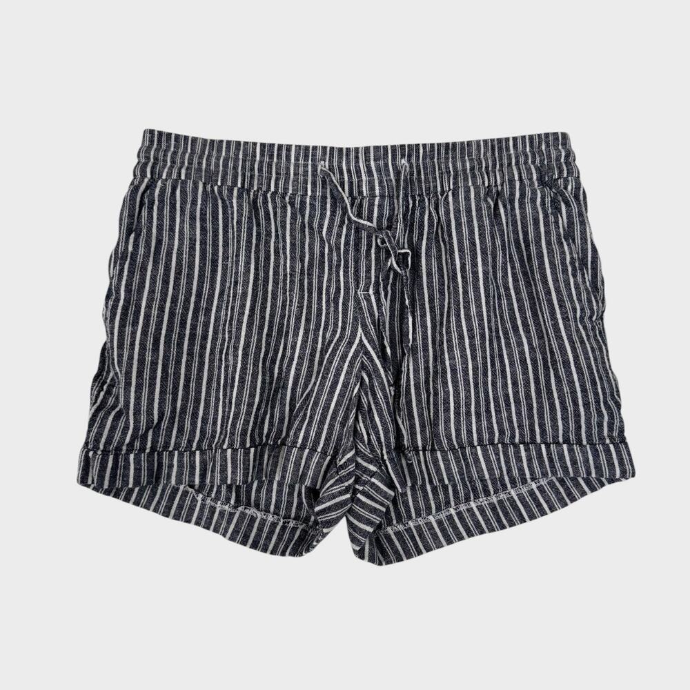 Old Navy Womens Medium Blue White Striped Shorts Elastic Waist